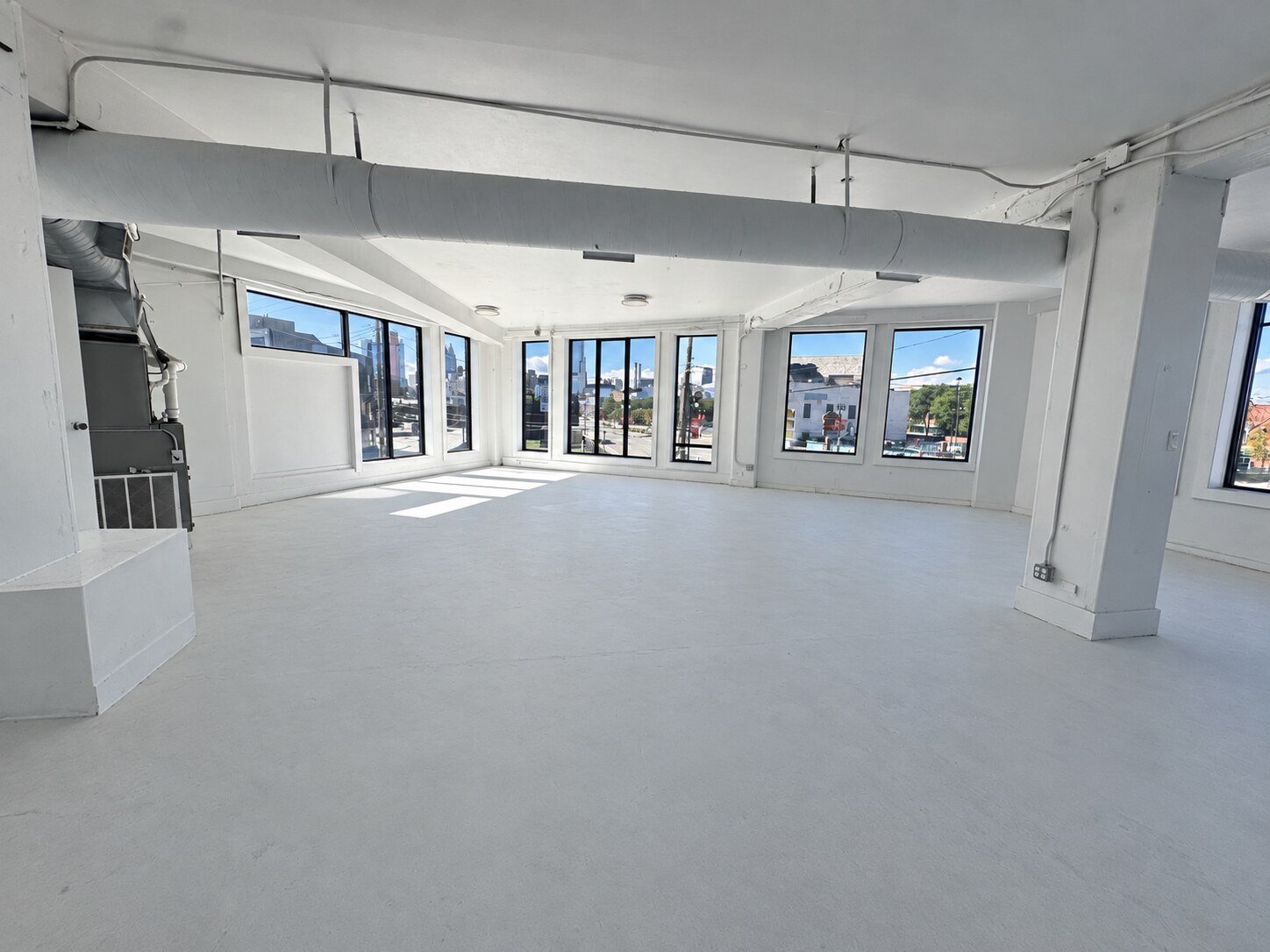 Wide view of The White Room and its wall of windows